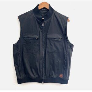 HUGO BOSS OREN Black Coated Zip Up Bomber Vest Jacket Lightweight Pockets 42R